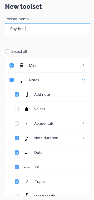 Select a toolset